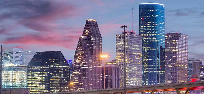 Houston Night View On Buildings